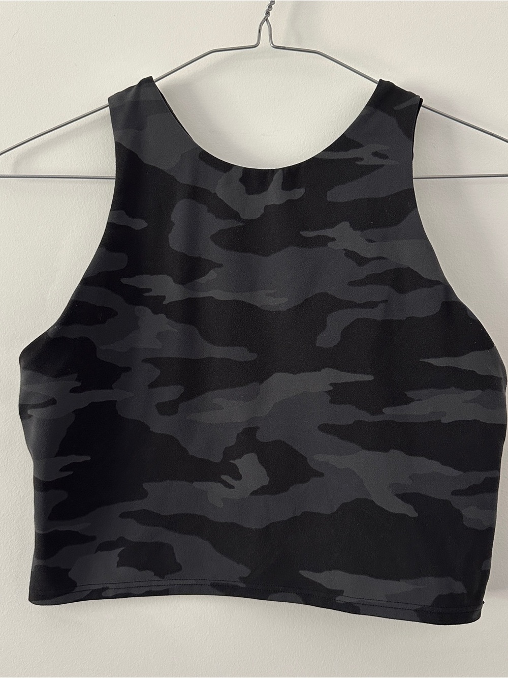 Athleta Black Camo High-Neck Crop Tank Top
